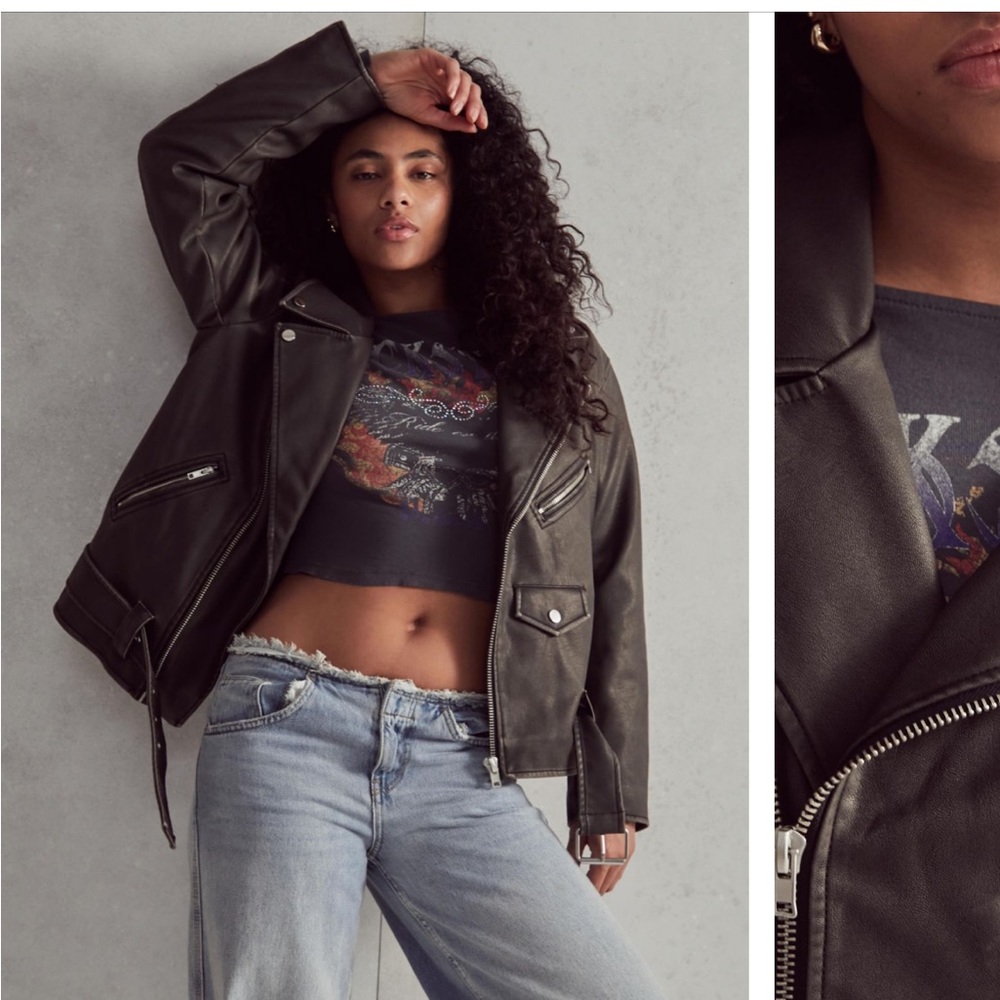 NEW Urban outfitters faux leather biker jacket